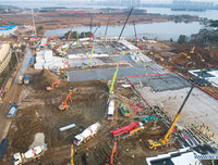 Hình ảnh mới nhất về xây dựng 2 bệnh viện chống đại dịch viêm phổi ở Vũ Hán