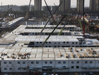 Hình ảnh mới nhất về xây dựng 2 bệnh viện chống đại dịch viêm phổi ở Vũ Hán