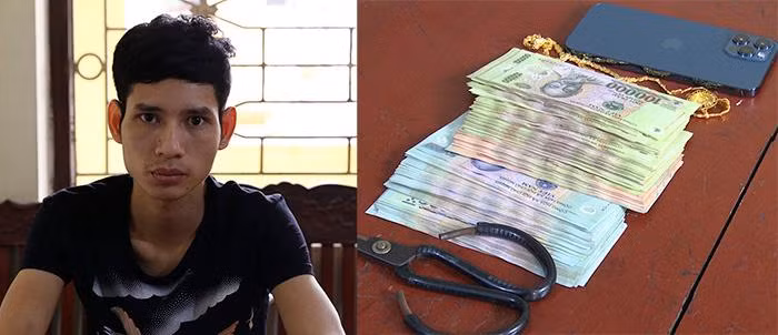 Đối tượng Vượng và tang vật vụ án