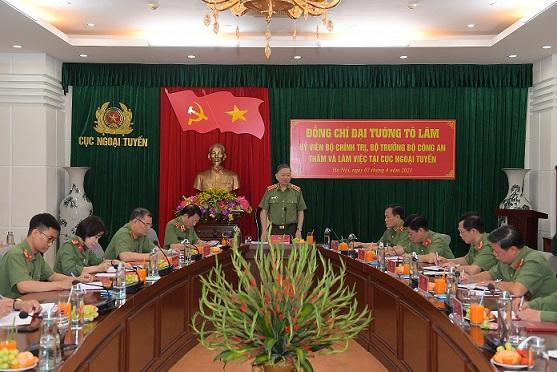 Bộ trưởng Tô Lâm phát biểu chỉ đạo tại buổi làm việc