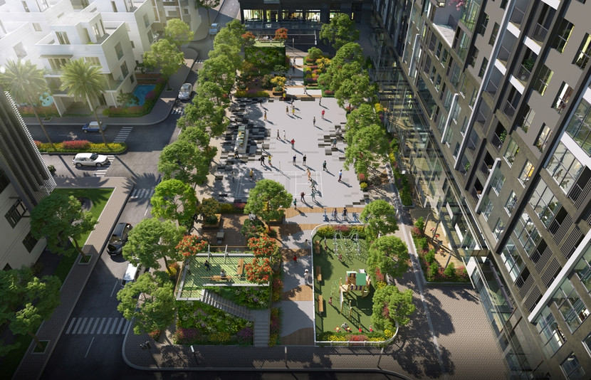 Căn hộ hướng quảng trường với không gian xanh cùng nhiều tiện ích