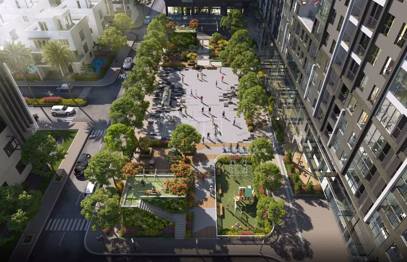 Căn hộ hướng quảng trường với không gian xanh cùng nhiều tiện ích