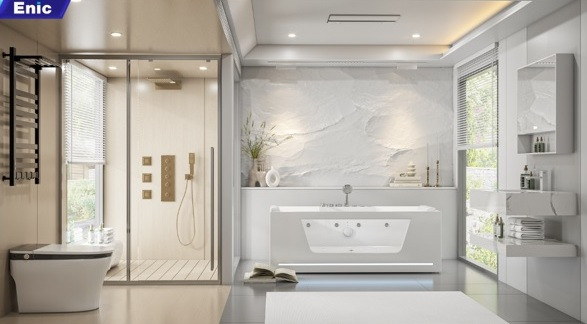 Không gian nhà tắm với combo thiết bị vệ sinh Enic Không gian nhà tắm với combo thiết bị vệ sinh Enic
