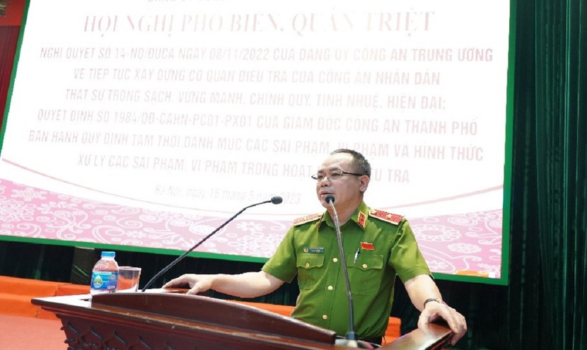 Thiếu tướng Nguyễn Thanh Tùng, Phó Giám đốc CATP quán triệt nội dung hội nghị