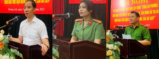 Đại diện lãnh đạo phường, CAQ Hoàng Mai và CAP Hoàng Liệt phát biểu tại hội nghị Đại diện lãnh đạo phường, CAQ Hoàng Mai và CAP Hoàng Liệt phát biểu tại hội nghị