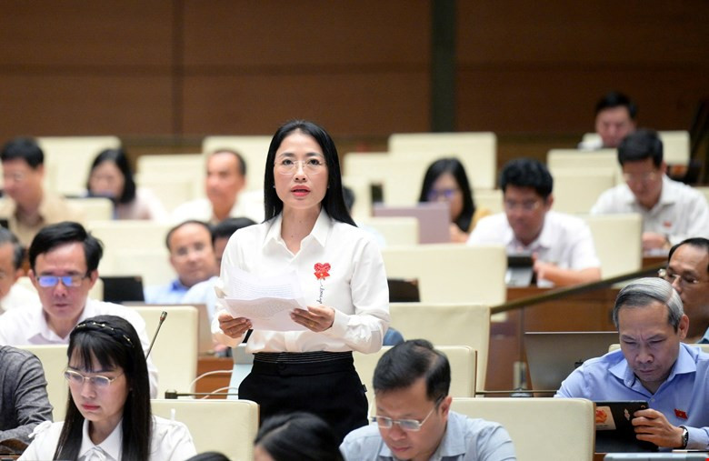 Đại biểu Trần Khánh Thu (đoàn Thái Bình) phát biểu thảo luận Đại biểu Trần Khánh Thu (đoàn Thái Bình) phát biểu thảo luận