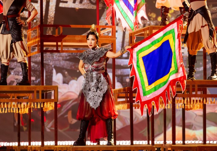 "Chị đẹp" Mỹ Linh trong phần trình diễn của mình ở "Chị đẹp đạp gió rẽ sóng 2023"