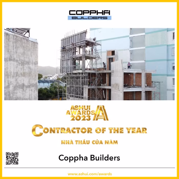 Danh hiệu "Nhà thầu của năm" thuộc về Coppha Builders – một công ty xây dựng, tổng thầu xây dựng các dự án nhà ở, khách sạn, công trình tạm thời,… Danh hiệu "Nhà thầu của năm" thuộc về Coppha Builders – một công ty xây dựng, tổng thầu xây dựng các dự án nhà ở, khách sạn, công trình tạm thời,…
