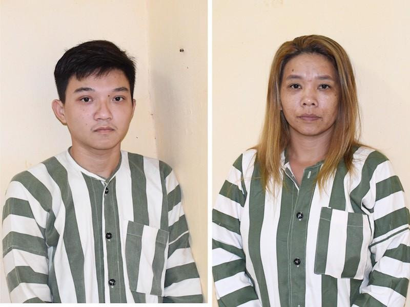 Hai đối tượng Lê Hoàng Thế và Hồ Thị Cẩm đã bị tạm giữ Hai đối tượng Lê Hoàng Thế và Hồ Thị Cẩm đã bị tạm giữ
