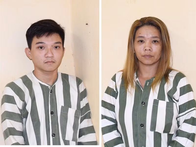 Hai đối tượng Lê Hoàng Thế và Hồ Thị Cẩm đã bị tạm giữ Hai đối tượng Lê Hoàng Thế và Hồ Thị Cẩm đã bị tạm giữ