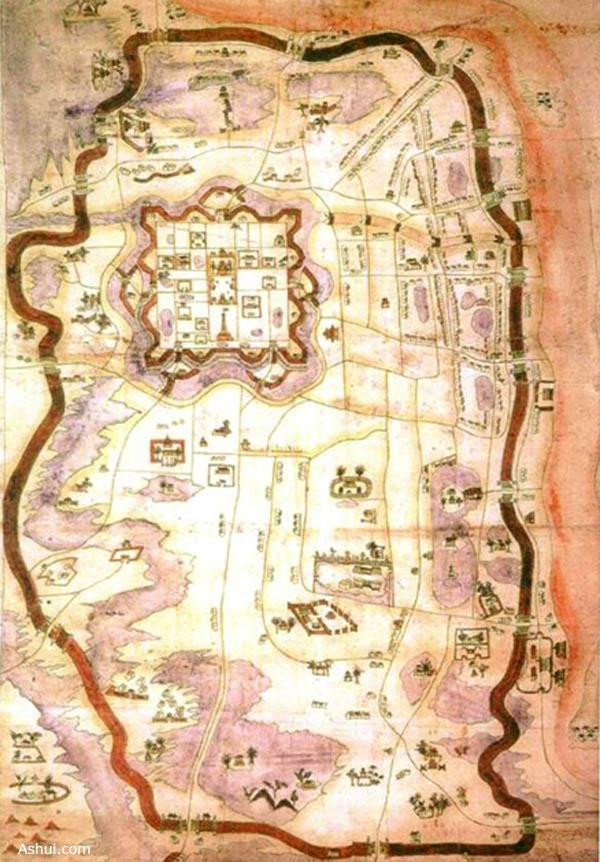 Bản đồ Hà Nội (vẽ năm 1831, là năm cuối cùng của Kinh thành Thăng Long, năm đầu tiên của tỉnh Hà Nội)