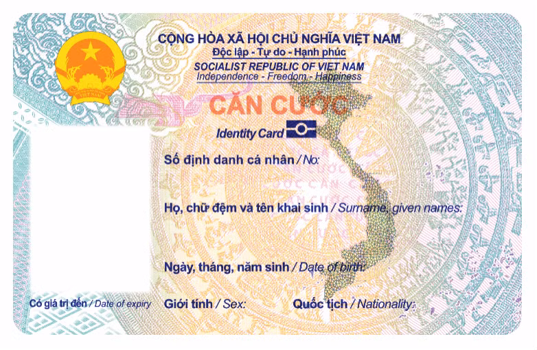 Mặt trước của Thẻ căn cước theo mẫu đề xuất