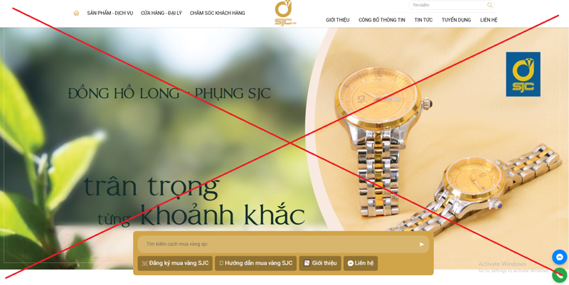 Một website giả mạo SJC