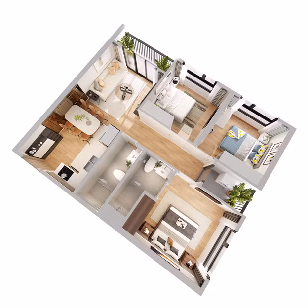 Thiết kế căn hộ 3 phòng ngủ
