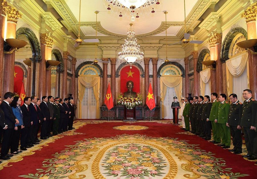 Toàn cảnh buổi lễ phong cấp bậc hàm Thượng tướng đối với Thứ trưởng Nguyễn Văn Sơn