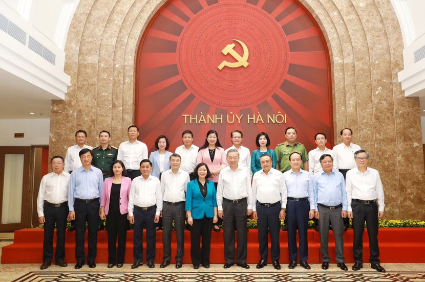 Tổng Bí thư, Chủ tịch nước Tô Lâm (nay là Tổng Bí thư Tô Lâm) đến thăm, làm việc với Ban Thường vụ Thành ủy Hà Nội, ngày 9-8-2024