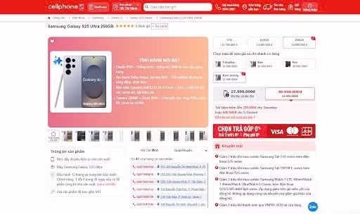 Tham khảo giá bán Galaxy S25 và Galaxy S25 Ultra tại siêu thị CellphoneS Tham khảo giá bán Galaxy S25 và Galaxy S25 Ultra tại siêu thị CellphoneS