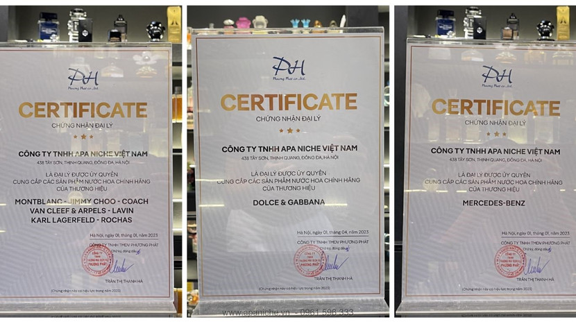 Giấy chứng nhận Apa Niche là đại lý phân phối chính thức nhiều thương hiệu nước hoa Giấy chứng nhận Apa Niche là đại lý phân phối chính thức nhiều thương hiệu nước hoa