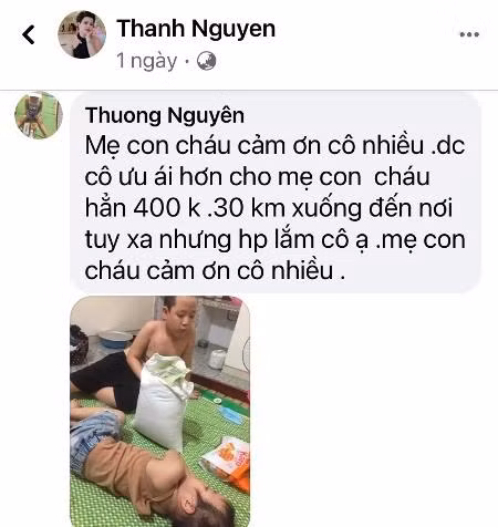 Tin nhắn cảm ơn của người được nhận quà khiến bà Thành ấm lòng