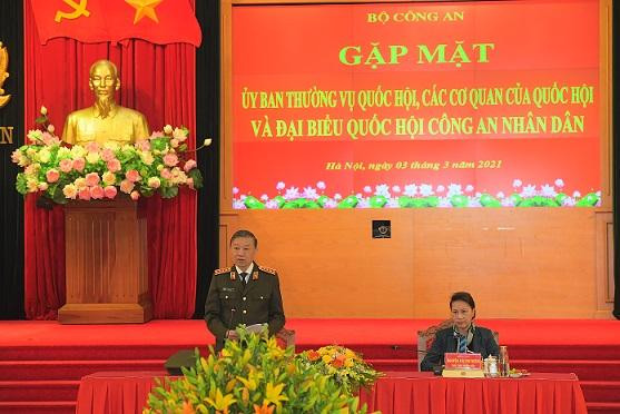 Bộ trưởng Tô Lâm phát biểu tại buổi gặp mặt.