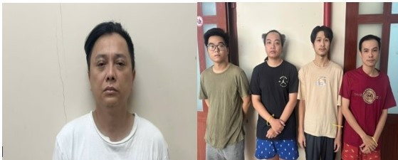 Nguyễn Công Trí (ngoài cùng bên trái) cùng các đối tượng liên quan vụ án