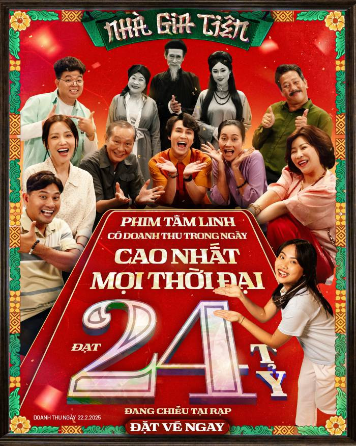 "Nhà gia tiên" thu về 24 tỷ doanh thu trong một ngày khởi chiếu và trở thành phim tâm linh có doanh thu cao nhất mọi thời đại