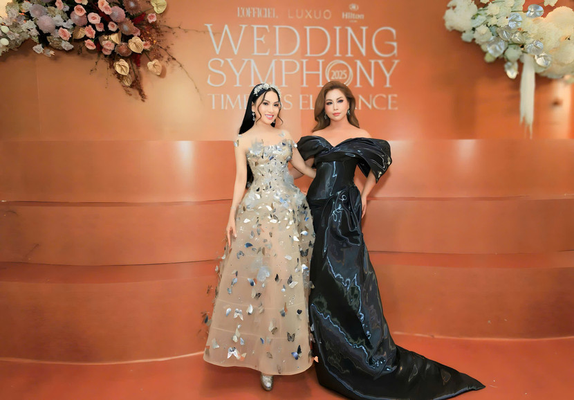 Chị em Hà Phương - Minh Tuyết trên thảm đỏ của show diễn "Wedding Symphony" của NTK Chung Thanh Phong