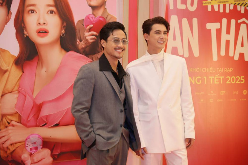 Hai diễn viên nam của phim Trần Ngọc Vàng và Thanh Sơn tại sự kiện