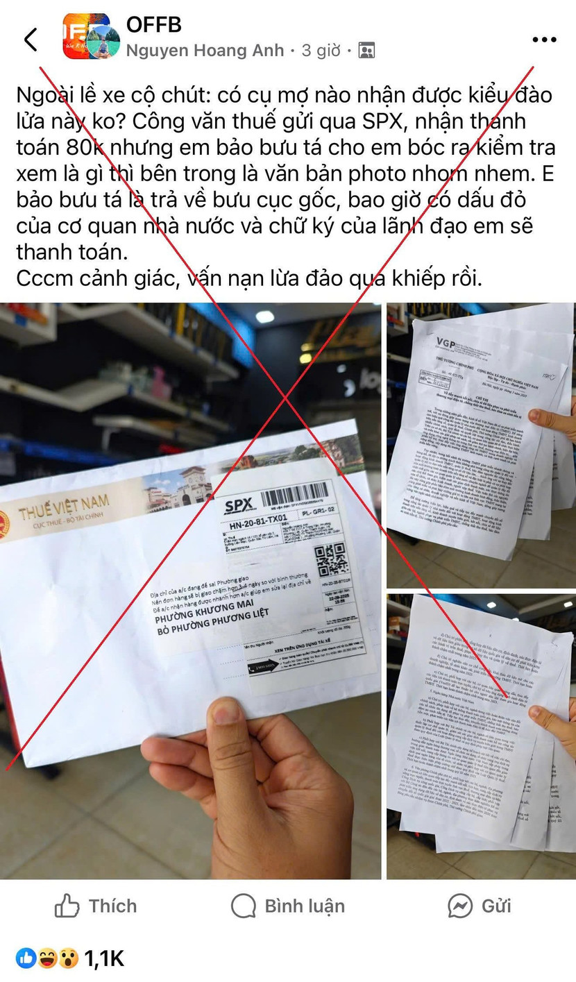 Thông tin phản ánh việc giả mạo cơ quan thuế