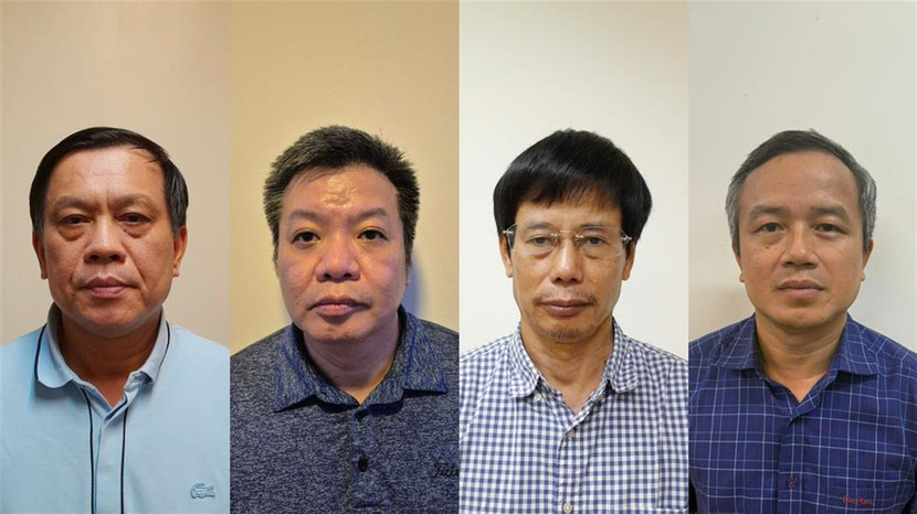 Từ trái qua phải, các bị can: Nguyễn Bá Hoan, Tống Hải Nam, Nguyễn Gia Liêm, Phạm Viết Hương (ảnh cơ quan Công an cung cấp)