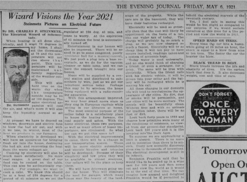 Bài báo của Charles Steinmetz tháng 5-1921