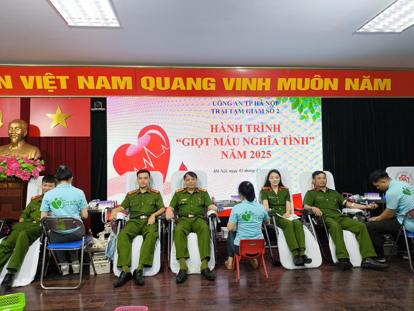 Lãnh đạo và cán bộ, chiến sỹ Trại tạm giam số 2 tham gia hiến máu