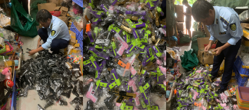 Hàng trăm khẩu súng đồ chơi bị lực lượng Quản lý thị trường phát hiện Hàng trăm khẩu súng đồ chơi bị lực lượng Quản lý thị trường phát hiện