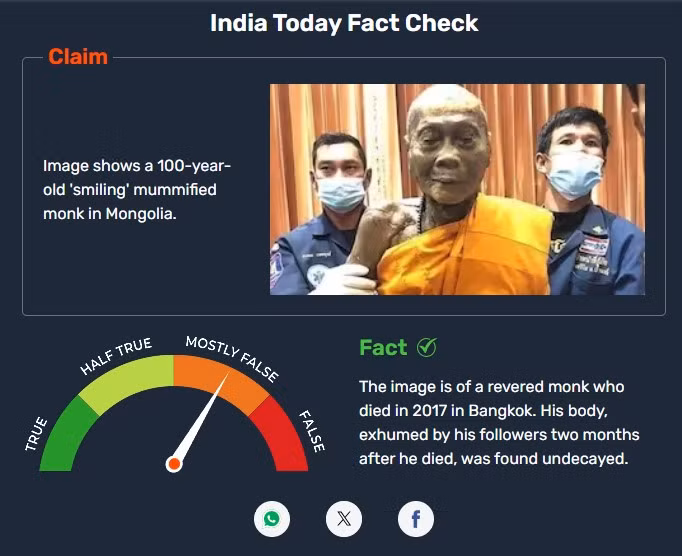 Phòng đấu tranh chống tin giả của tờ India Today chỉ ra, tin tức này là giả