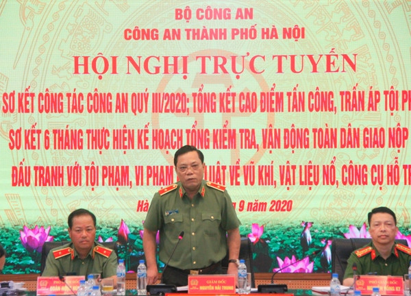 Thiếu tướng Nguyễn Hải Trung - Giám đốc CATP Hà Nội trình bày tham luận tại hội nghị trực tuyến của Bộ Công an Thiếu tướng Nguyễn Hải Trung - Giám đốc CATP Hà Nội trình bày tham luận tại hội nghị trực tuyến của Bộ Công an