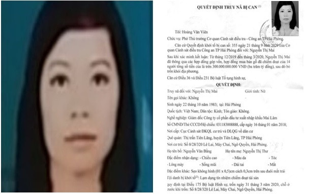 Nguyễn Thị Mai bị truy nã về tội danh Lạm dụng tín nhiệm chiếm đoạt tài sản