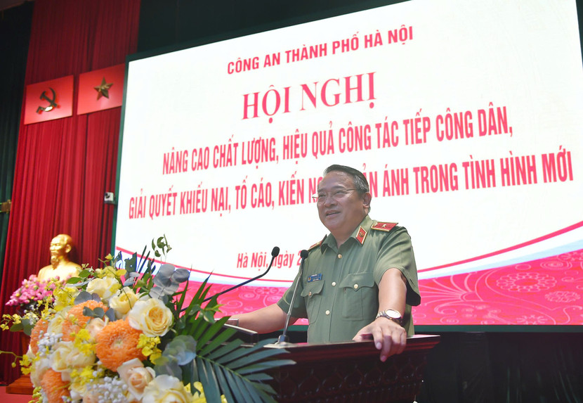 Thiếu tướng Tạ Quang Huy – Phó Chánh Thanh tra Bộ Công an phát biểu chỉ đạo