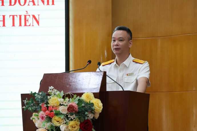 Ông Vũ Mạnh Cường, Chi cục trưởng Chi cục Thuế Khu vực I phát biểu tại Hội nghị