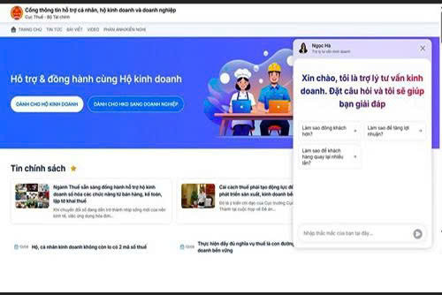 Giao diện Cổng thông tin hỗ trợ cá nhân, hộ kinh doanh, doanh nghiệp được thiết kế tối giản và thân thiện với người nộp thuế