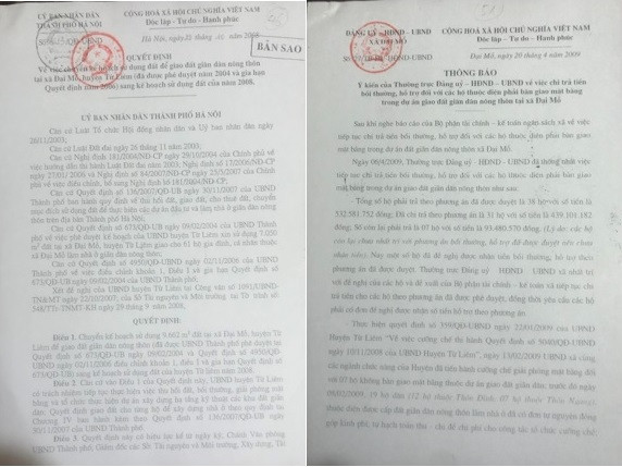 Nhiều tài liệu liên quan đến việc cấp, bố trí đất giãn dân ở xã Đại Mỗ trước kia, được công dân gửi đến cấp có thẩm quyền Nhiều tài liệu liên quan đến việc cấp, bố trí đất giãn dân ở xã Đại Mỗ trước kia, được công dân gửi đến cấp có thẩm quyền