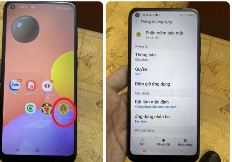 Đối tượng xấu lừa người dân cài ứng dụng giả mạo logo Bộ Công an để đánh cắp tin nhắn chứa mã OTP Đối tượng xấu lừa người dân cài ứng dụng giả mạo logo Bộ Công an để đánh cắp tin nhắn chứa mã OTP