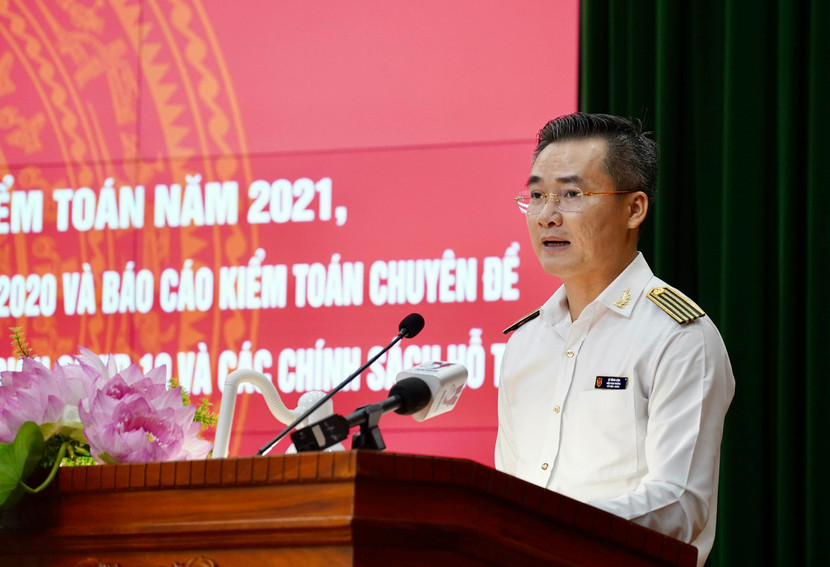 Ông Lê Tùng Lâm báo cáo kết quả kiểm toán về sử dụng nguồn lực phòng, chống Covid-19 Ông Lê Tùng Lâm báo cáo kết quả kiểm toán về sử dụng nguồn lực phòng, chống Covid-19