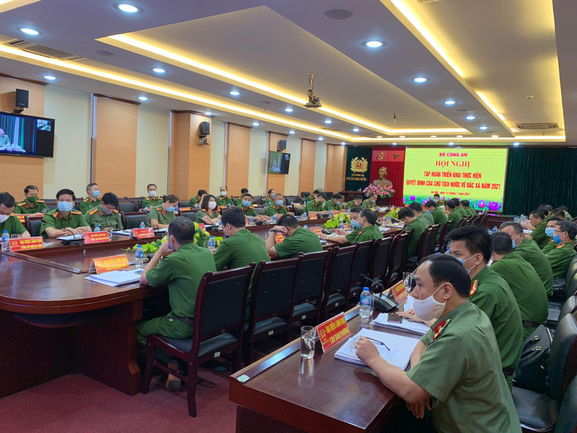 Điểm cầu trực tuyến tại Công an Hà Nội (ảnh: Linh Nhi)