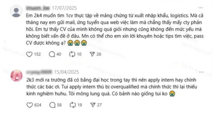 Thực trạng tìm việc của sinh viên được chia sẻ rộng rãi trên Threads