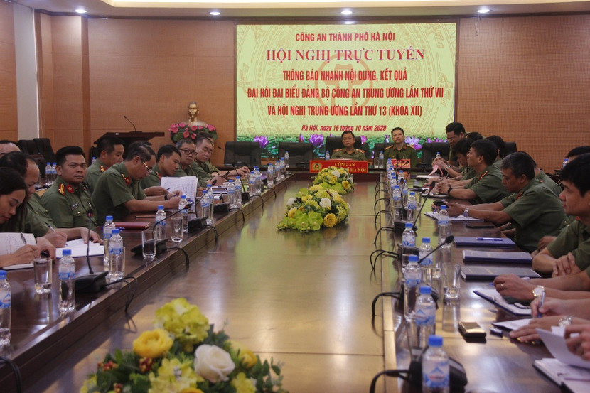 Điểm cầu trực tuyến tại Công an TP. Hà Nội