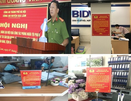 Chỉ huy Công an huyện Gia Lâm trao đổi, thông tin với các chủ hiệu vàng, nhân viên ngân hàng về thủ đoạn của tội phạm Chỉ huy Công an huyện Gia Lâm trao đổi, thông tin với các chủ hiệu vàng, nhân viên ngân hàng về thủ đoạn của tội phạm