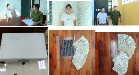 Cơ quan Công an dẫn giải đối tượng Nụ và thu giữ nhiều tang vật vụ án