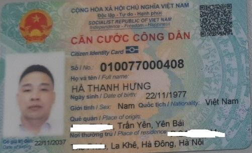Giấy tờ tùy thân của tài xế Hưng