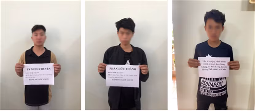 Từ trái qua phải: đối tượng Lý Minh Chuyền, Phàn Đức Thành, Tẩn Văn Quý.