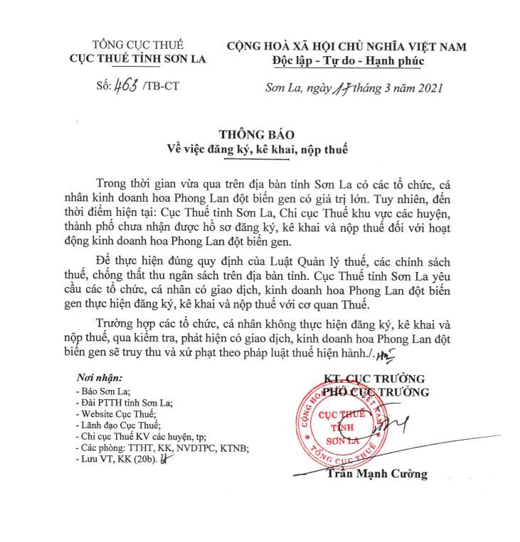 Văn bản của Cục Thuế Sơn La Văn bản của Cục Thuế Sơn La